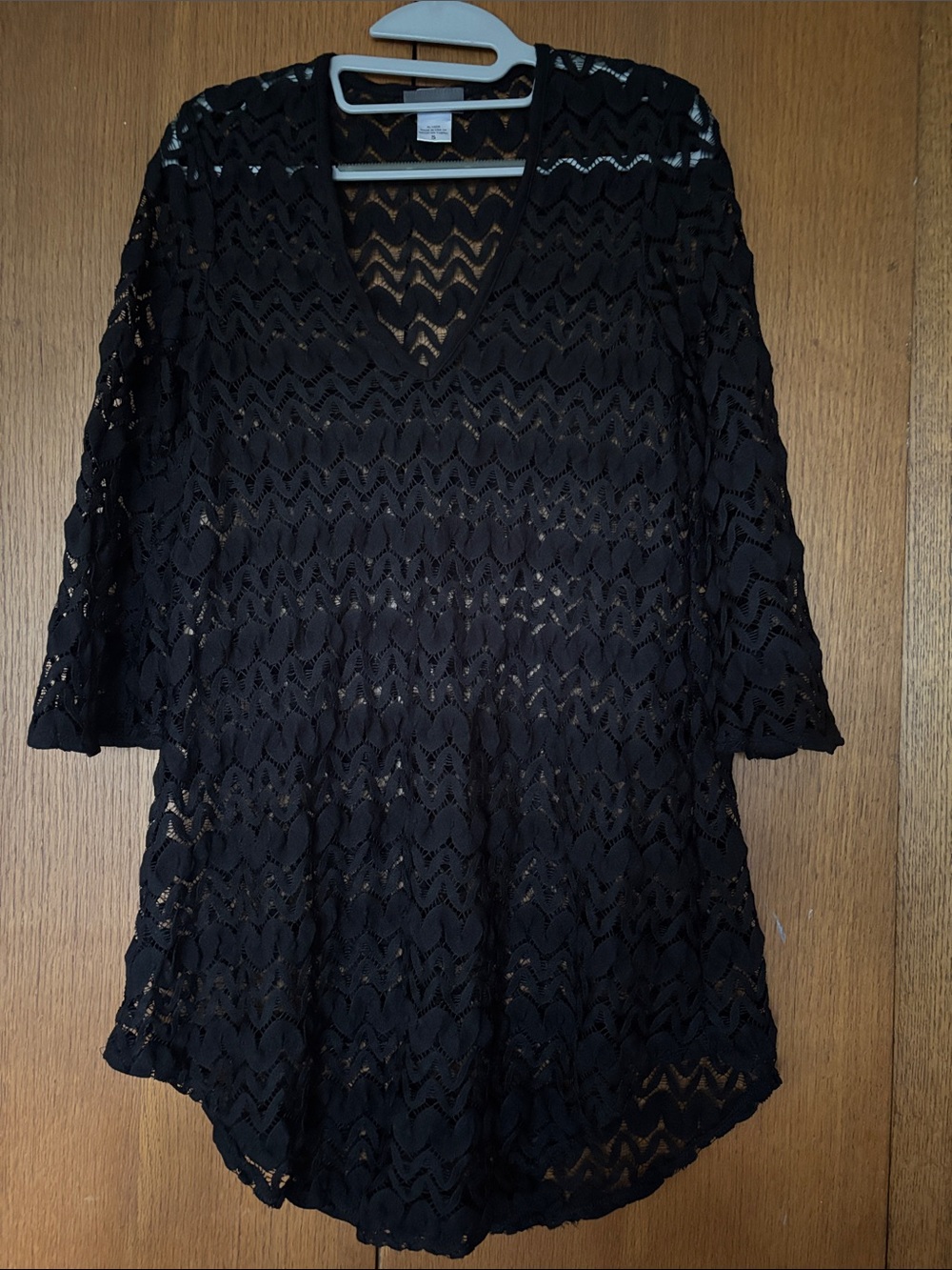 Jordan Taylor Black Crochet V-Neck Swim Coverup